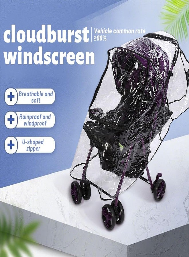 Glomora Foldable Stroller Rain Cover - Universal Fit for Small & Medium Umbrella Strollers, Durable Black Binding & Zipper Window (55x75x40cm) - Image 2